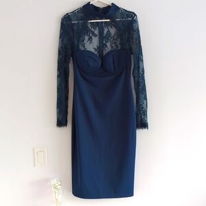 Fashion Nova Teal Lace detail party dress